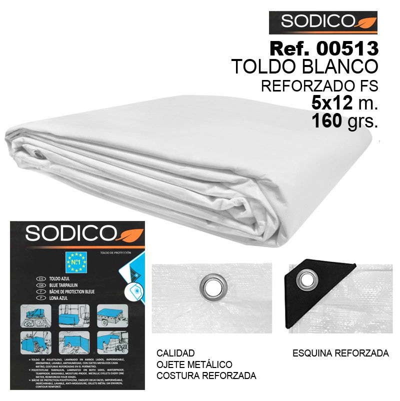 TB1068 WHITE AWNING 5X12M 160GRS REINFORCED FS