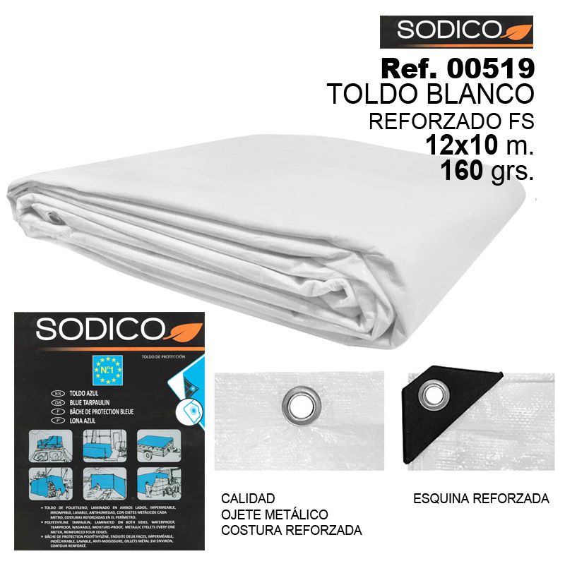 TB1073 WHITE AWNING 12X10M 160GRS REINFORCED FS