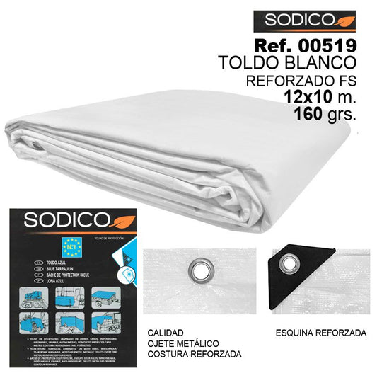 TB1073 WHITE AWNING 12X10M 160GRS REINFORCED FS