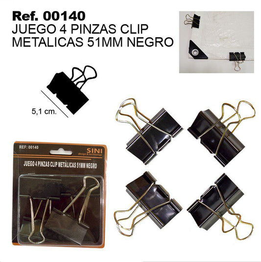 TB1091 Set of 4 Metal Clips 51MM BLACK