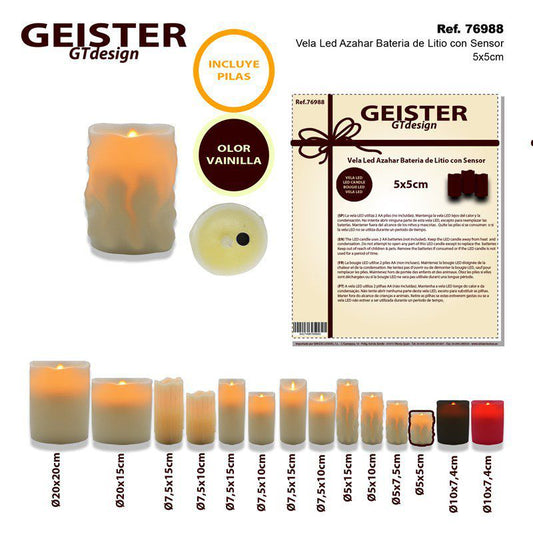 TB1113 LED Candle, Azahar Wax with Sensor, Lithium Battery, Ø5x5cm