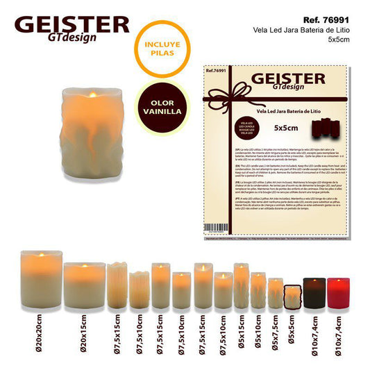 TB1116 LED Candle with Wax and Lithium Battery, Ø5*5CM
