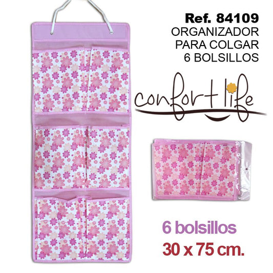 TB1142 6 Pocket Pink Door Organizer 30x75CM