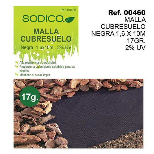 TB1155 BLACK GROUND COVER MESH 1.6M X 10M 17G 2% UV
