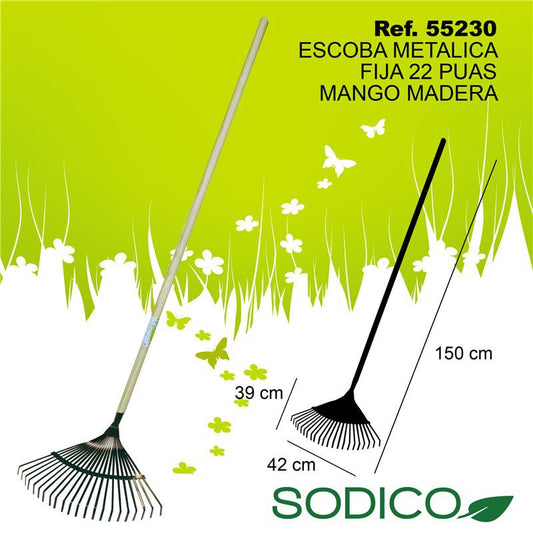 TB1172 Fixed Metal Broom 22 Bristles Wooden Handle