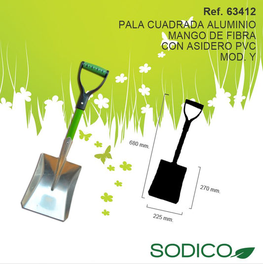 TB1194 Square Aluminum Shovel with Fiber Handle and PVC Trowel/Edge, Mod.Y 680MM