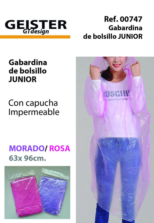 TB1208 Junior Pocket Raincoat Purple/Pink 63x96cm
