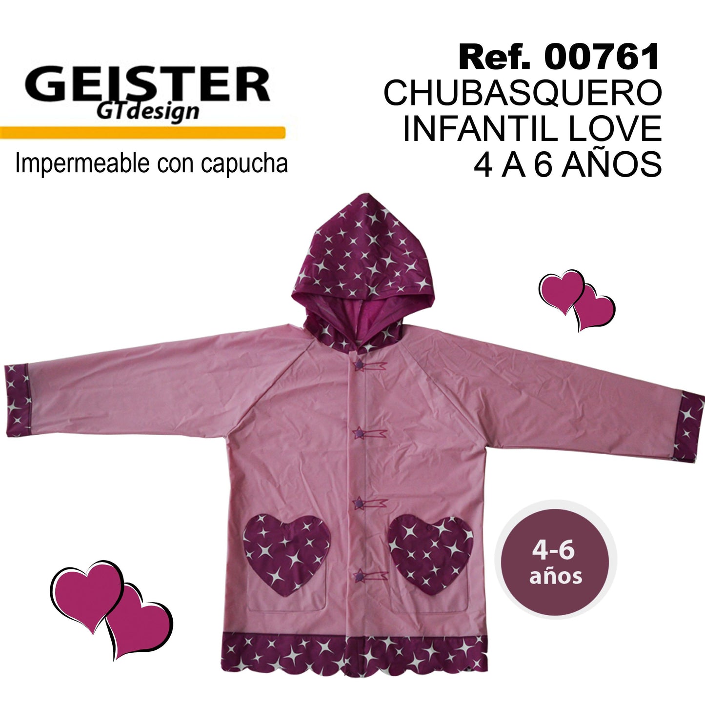 TB1213 Children's Raincoat LOVE 4 to 6 Years Old