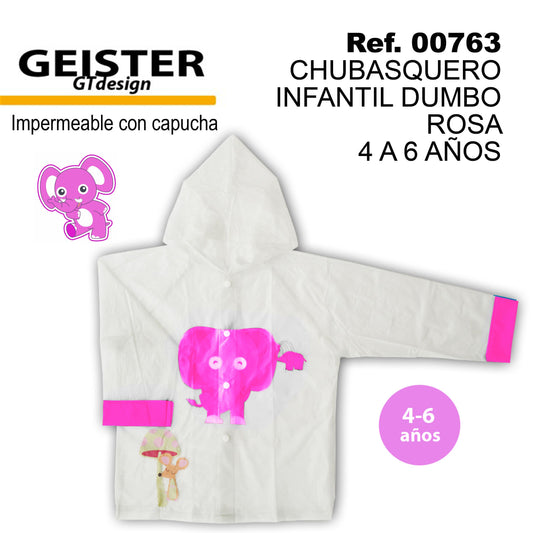 TB1215 Dumbo Pink Kids Raincoat 4 to 6 Years