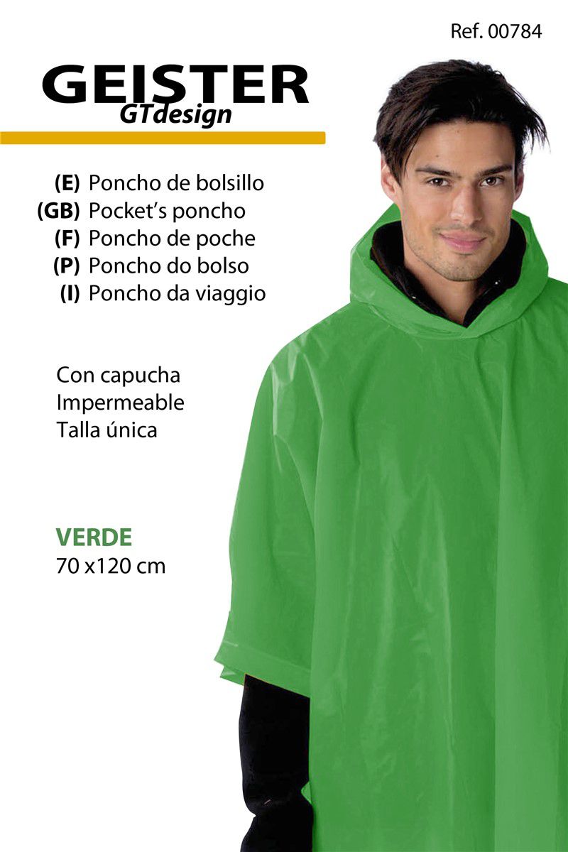 TB1221 Green Pocket Poncho (70x120cm)