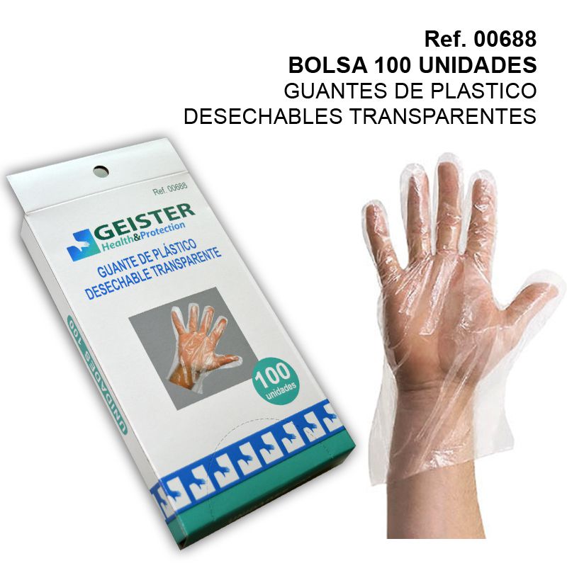 TB1241 Disposable Transparent Plastic Gloves 100 Units