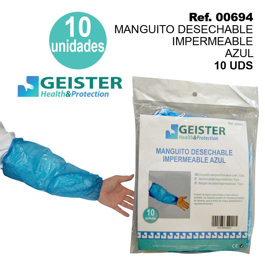 TB1243 Disposable Waterproof Blue Cuff/Sleeve 10 Units