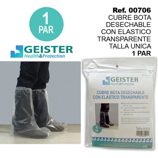 TB1253 Disposable Boot Cover with Transparent Elastic, One Size, 1 Pair