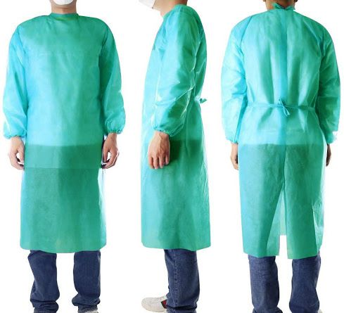 TB1264 Disposable Green Gown with Back Closure (Pack of 10 Units)