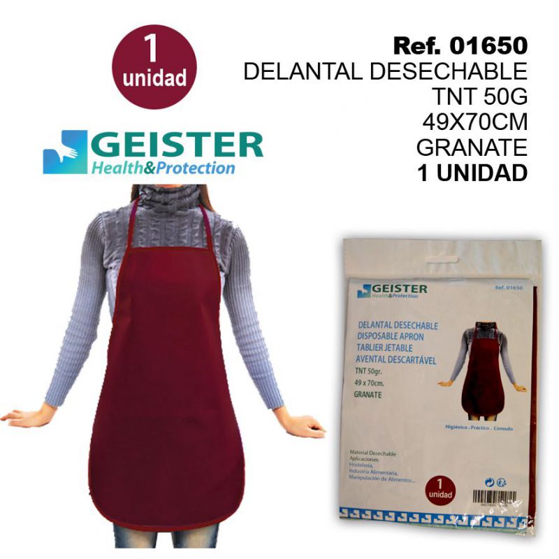 TB1269 Disposable TNT Apron, 50G, 49x70CM, Garnet