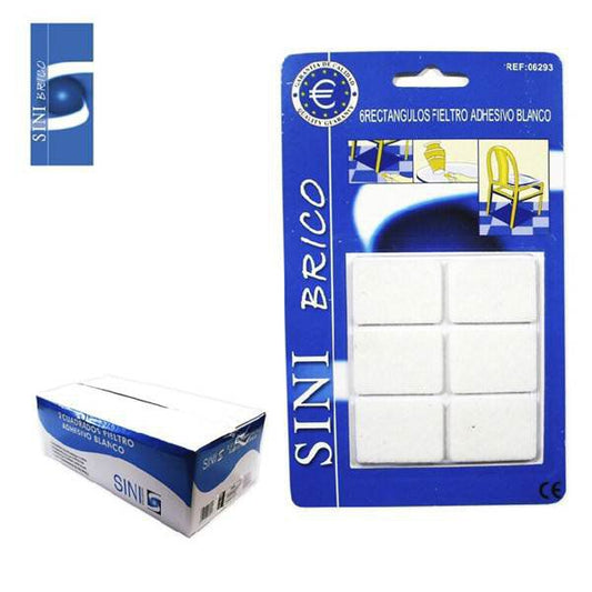 TB1280 6 Adhesives Felt Rectangles, 35 X 25 m/m, White Color