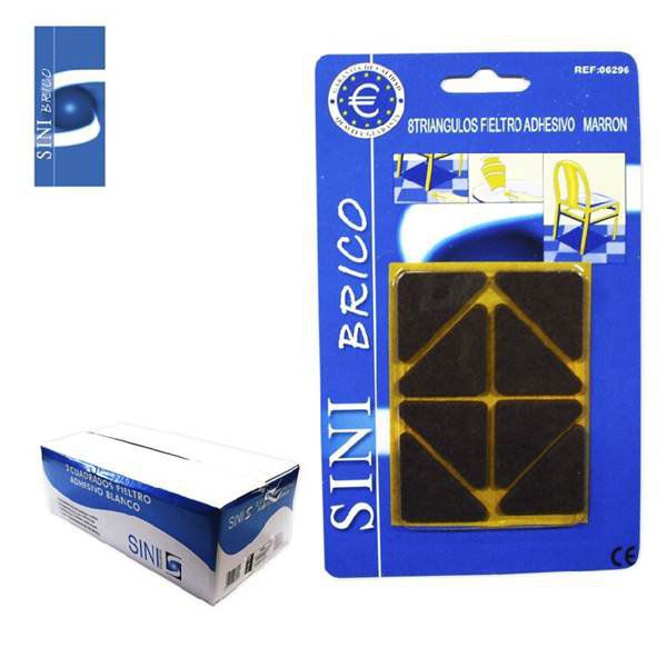 TB1283 8 Adhesive Felt Triangles, 30x40 m/m, BROWN