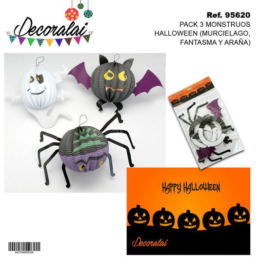 TB1302 Halloween 3 Monster Pack (Bat, Ghost, and Spider)