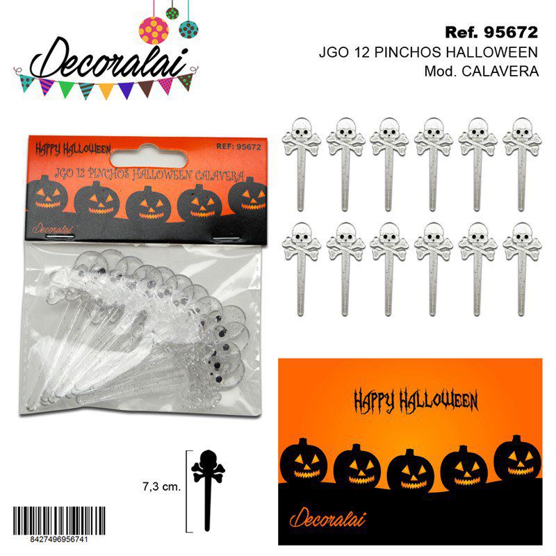 TB1310 Set of 12 Halloween Skull Skewers