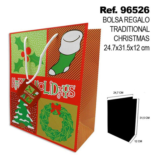 TB1315 Traditional Christmas Gift Bag 24.7x31.5x12 cm