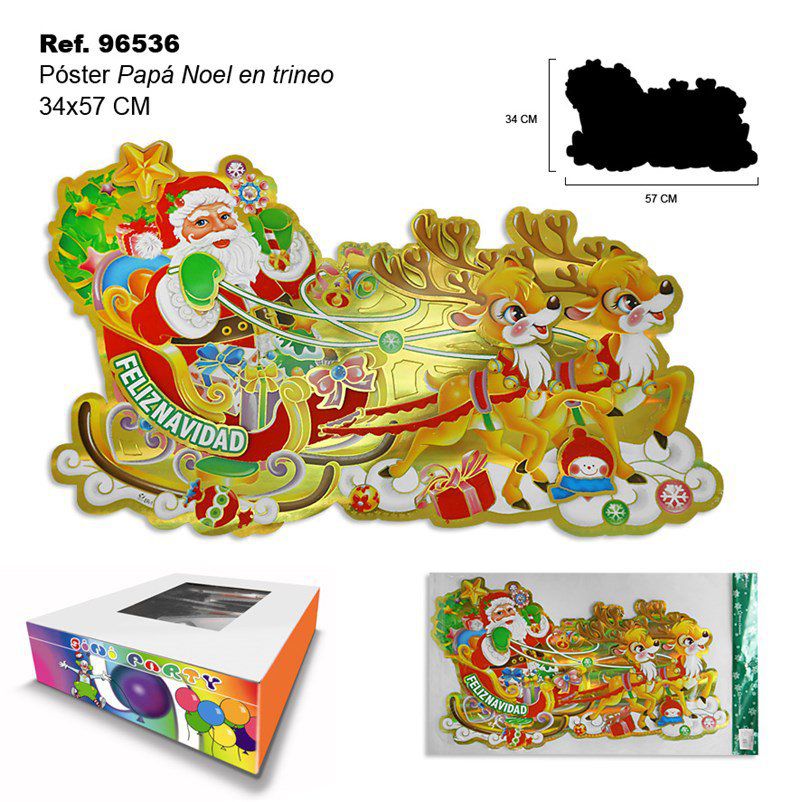 TB1322 Santa Claus Christmas Decoration in Sleigh, 34 X 57 CM