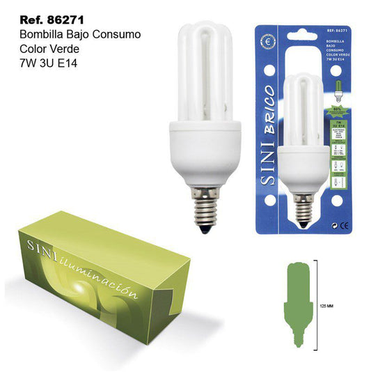 TB1357 GREEN BULB 7W 3U E14 LOW CONSUMPTION