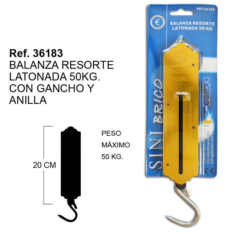 TB1511 50 KG Spring Scale with Brass Scale, Hook, and Ring.