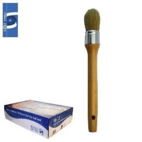 TB1573 White Round Brush with Aluminum Ferrule and Wooden Handle, Size 4.