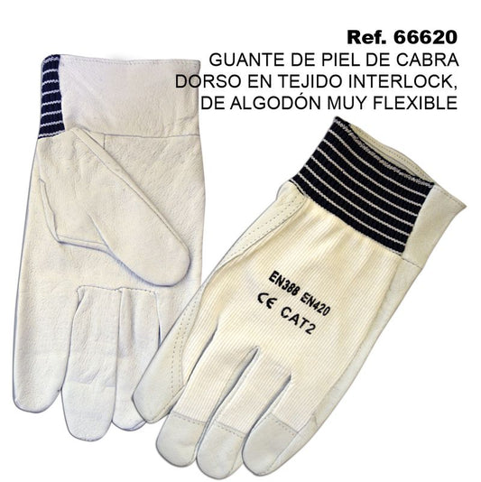 TB1582 Goatskin Glove with Interlock Cotton Backing, Very Flexible.