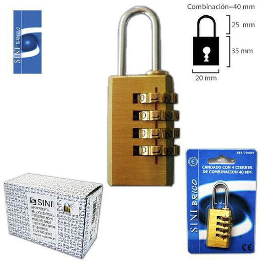 TB1597 Padlock with 4 combination locks, 40 MM.