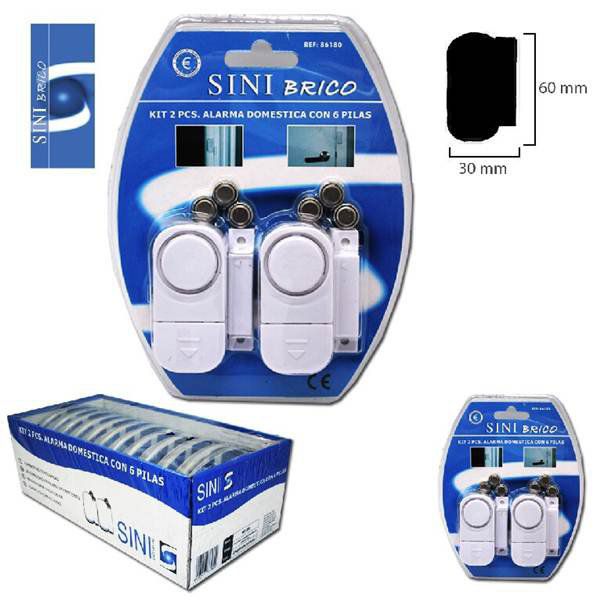 TB1611 KIT 2 PCS. DOMESTIC ALARM WITH 6 BATTERIES