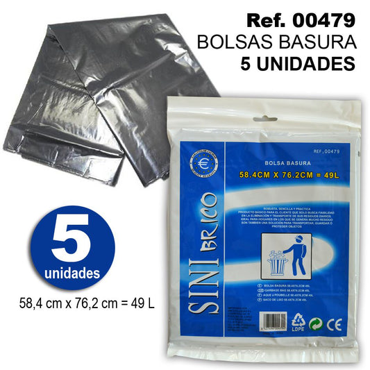 TB1642 Trash Bags 58.4 CM x 76.2 CM, 49 L, 5 Units