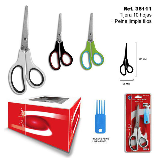 TB1646 10-Blade Scissors and Blade Sharpening Comb