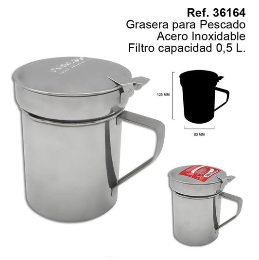 TB1650 Stainless Steel Oil Trap/Grease Trap with Filter. Capacity: 0.5 L. for Fish.