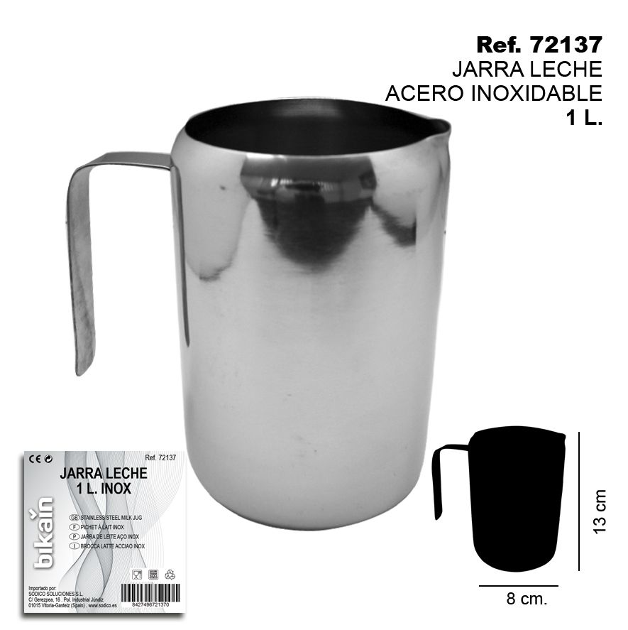 TB1728 Milk Pitcher, 1 L, Stainless Steel