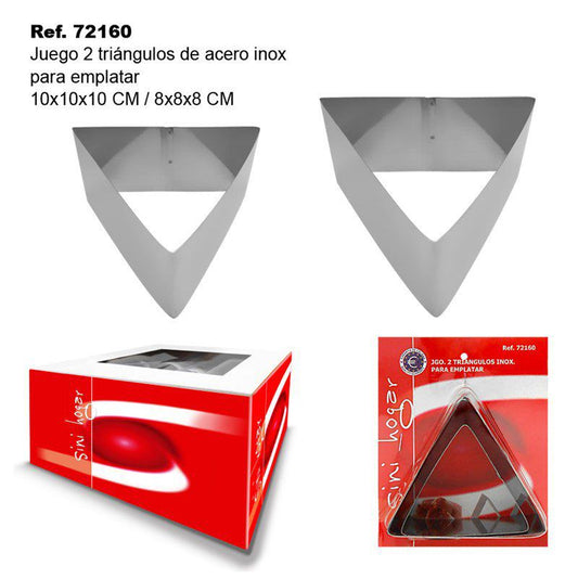 TB1733 Set of 2 Stainless Steel Serving Triangles (8 and 10 cm).