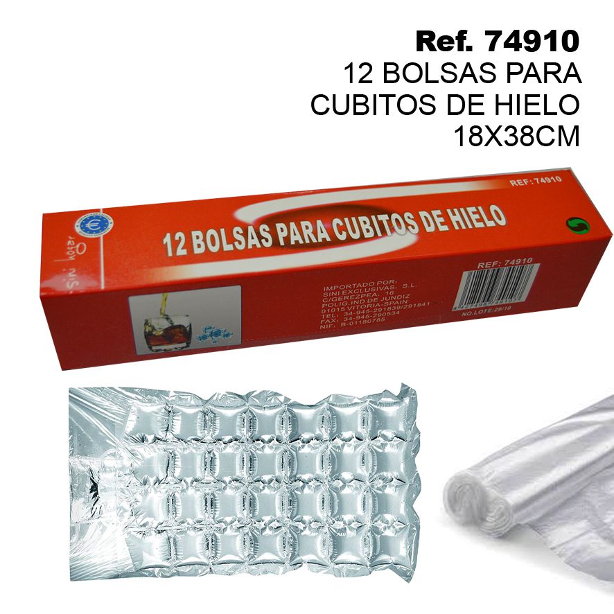 TB1755 12 ICE CUBE BAGS 18X38CM