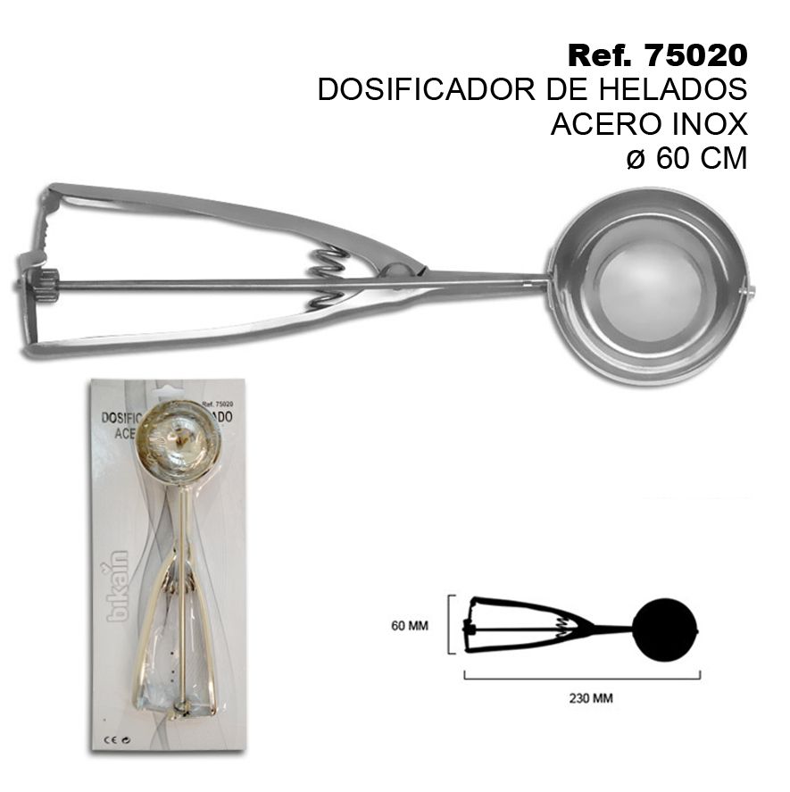 TB1763 Stainless steel ice cream dispenser, 6 diameters.