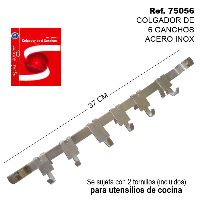 TB1769 6 Hook Stainless Steel Hook Rack