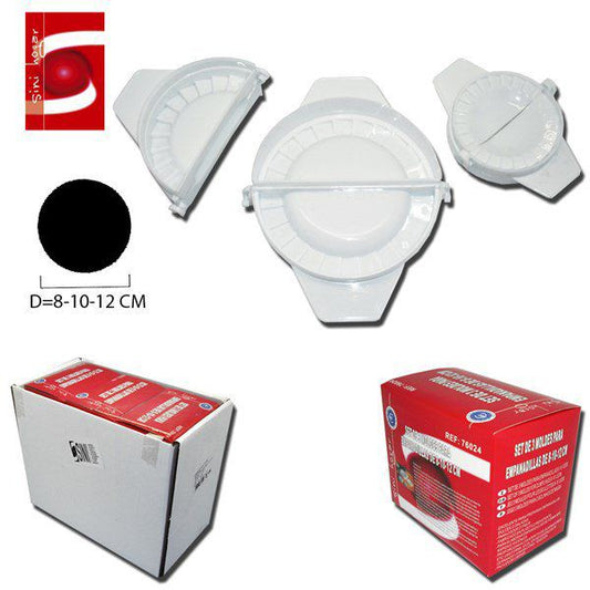 TB1782 Set of 3 empanada molds (pastry turnovers) with varying sizes: 8 cm, 10 cm, and 12 cm.