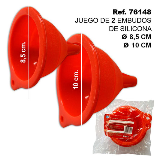 TB1796 SET OF 2 SILICONE FUNNELS OF 8.5 AND 10 CM DIAMETER