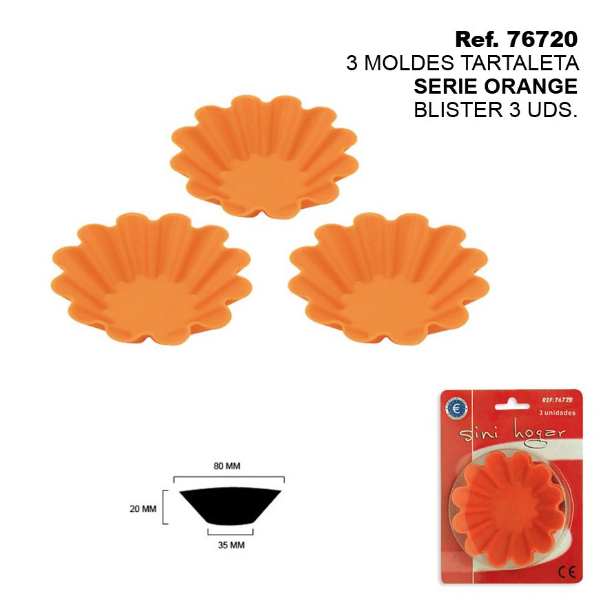 TB1816 Tartlet Mold "Orange Series" Blister, 3 Units.