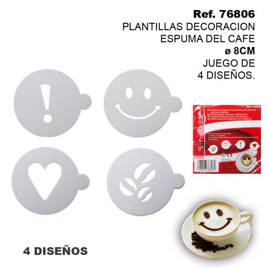 TB1825 Coffee Sponge Template Diameter 8cm. Set of 4 Designs.