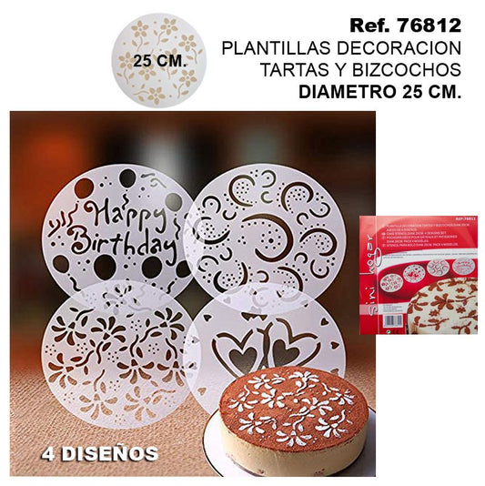 TB1827 Cake and Cake Decorating Template, 25cm Diameter. Set of 4 Designs.