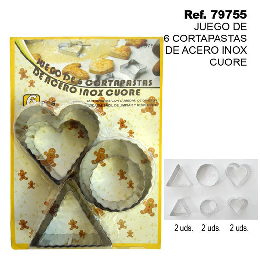 TB1869 SET OF 6 STAINLESS STEEL CUORE KNIFE CUTTERS