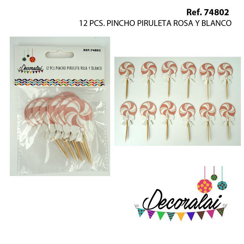 TB1924 12 PCS Pink and White Candystick Skewers