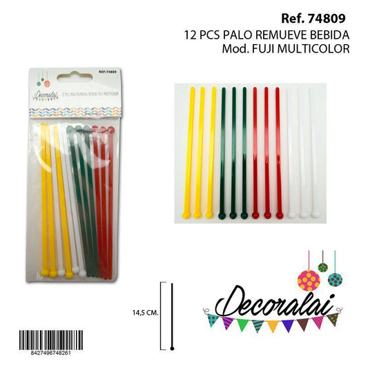 TB1928 12 PCS Fuji Multicolor Beverage Stirrer Sticks