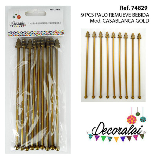TB1939 9 PCS Casablanca Gold Beverage Stirrers
