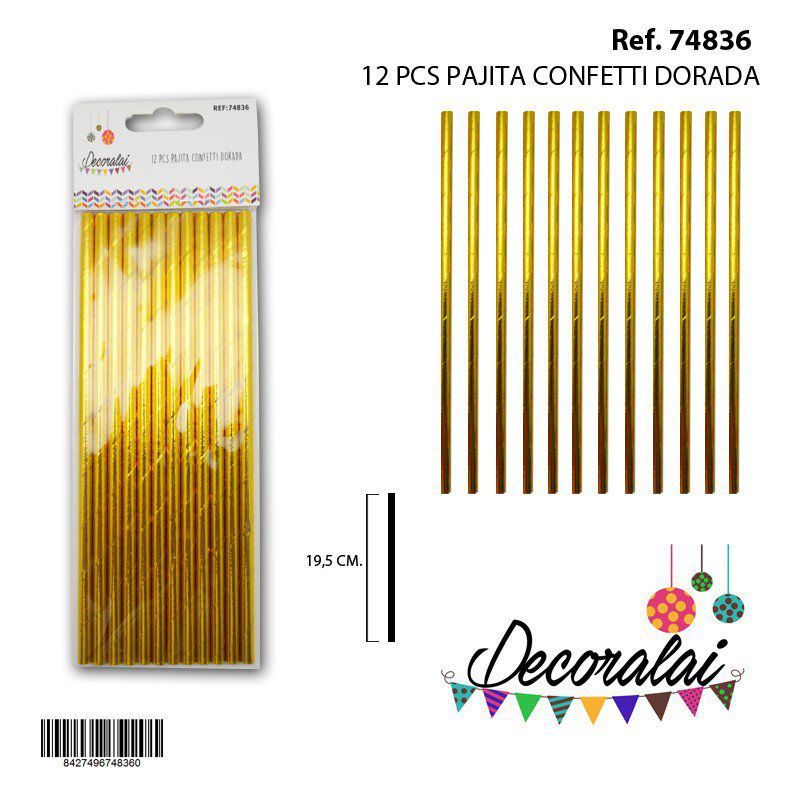 TB1943 12 PCS GOLD CONFETTI STICKS