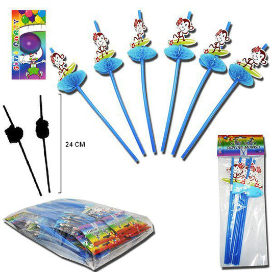 TB1948 6-Pack Surfing Monkey Straws